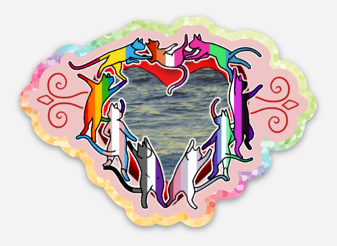 Pride Month Flag Cats sticker (Glitter Variant) (image for) Pride Month Flag Cats sticker (Glitter Variant)